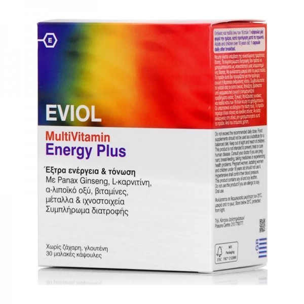 Eviol Multivitamin Energy Plus 30 Κάψουλες Πολυβιταμινούχο Συμπλήρωμα